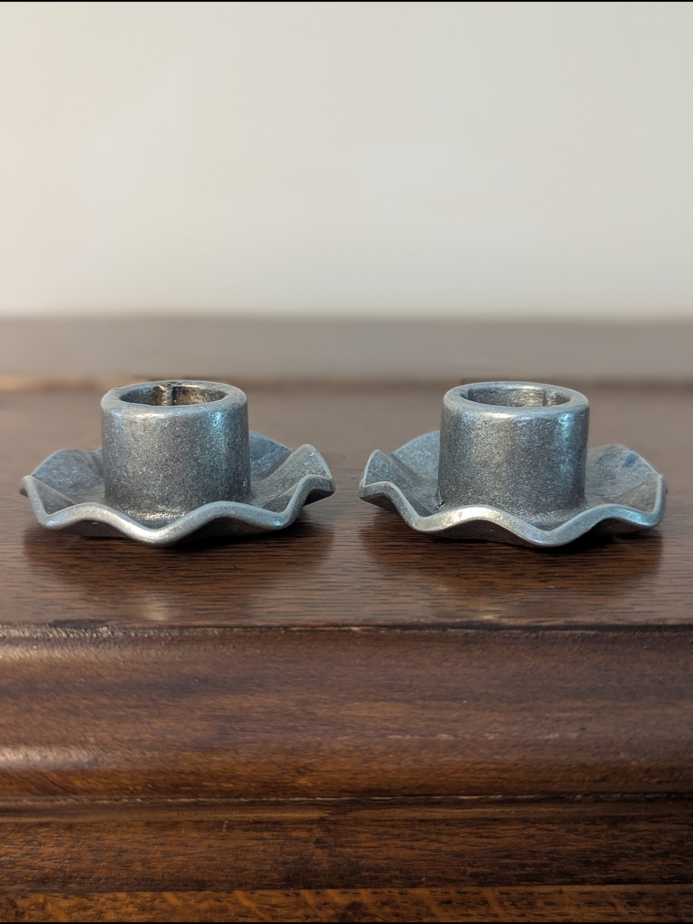 Carson Statesmetal Pewter Ruffled Taper Candle Holders Pair Freeport PA